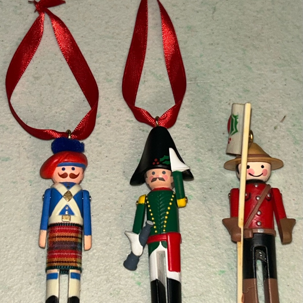 3 Vintage Hallmark Keepsake Ornaments Clothespin Soldier's